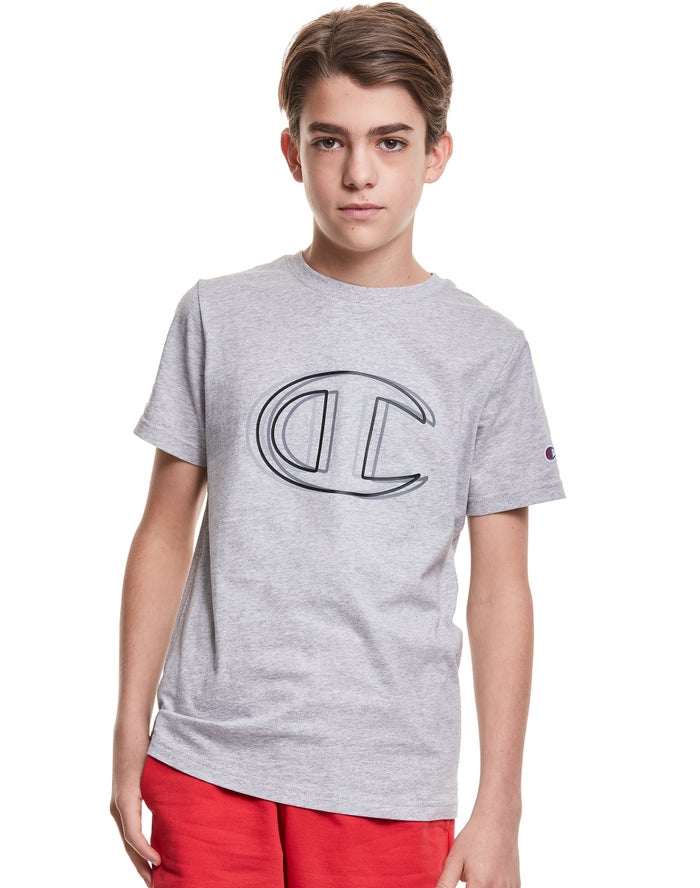 Champion T-Shirt Jongens - Grijs - Vibrating C Logo ( 317025-KWX )